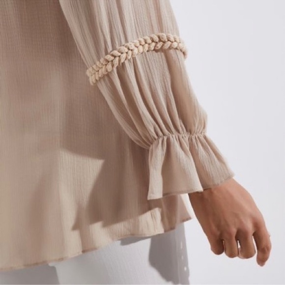 Soft Surroundings Clementine Tassel Tunic Top Womens Large Boho Beachy Gauze - Picture 7 of 13